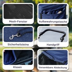 Homestar Zložljiv voziček za hišne ljubljenčke aluminij 80x485x106 cm modra