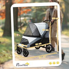 Homestar Zložljiv voziček za hišne ljubljenčke za velike pse in mačke 124x67x100 cm siv