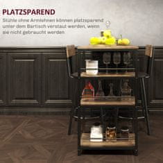 Homestar Komplet barske mize 3-delni z policami in 2 barskima stoloma 90x50x905 cm hrast