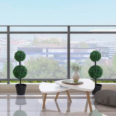 Homestar Set umetnih rastlin z dvojno kroglo 23x67 cm zelena