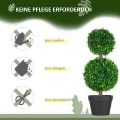 Homestar Set umetnih rastlin škatla šimšir dvojna krogla 60 cm zelena