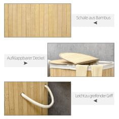 Homestar Košara za perilo 2 predelka 625x37x605 cm naravna