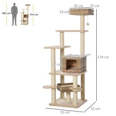 Homestar Mačje drevo iz ratana XXL 55x55x174 cm bež rjava
