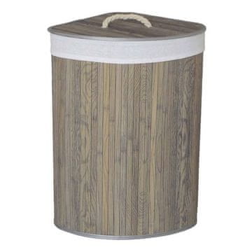 Autronic Koš za perilo bambus, kotni s pokrovom, temno siv (DB2002 GREY-DK)