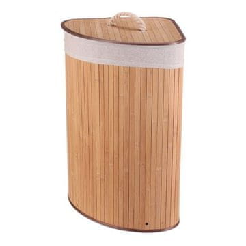 Autronic Koš za perilo bambus, kotni s pokrovom, naravni (DB2002 NAT)