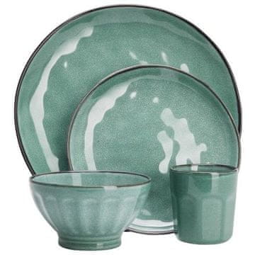 SIAKI Jedilni set KO-Q97001400 16 kos fajansa zelena