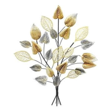 Autronic Stenska dekoracija kovinsko drevo, mešanica listov, zlata (FA5018)