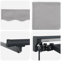 Vidaxl Ročna tenda 3 x 2,5 m Svetlo siva 100% poliester
