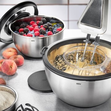 Gefu Muovo 2 kosa kuhinjskih skled iz nerjavečega jekla s pokrovom