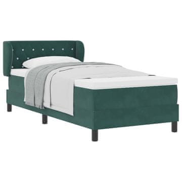 Vidaxl Postelja z vzmetnico Temno zelena 100 x 200 cm Žamet