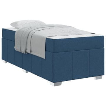 Vidaxl Konstrukcija postelje z vzmetnico Modra 100 x 200 cm blago