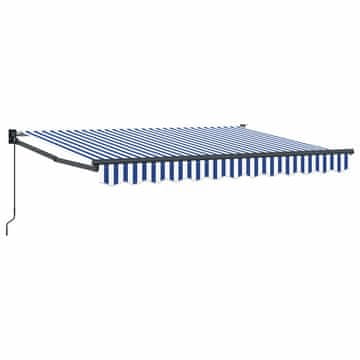 Vidaxl Vlečna tenda Modra in bela 3 x 2 m 100% poliester in aluminij