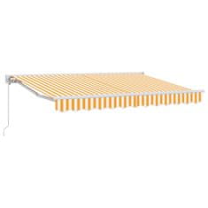 Vidaxl Ročna tenda 3 x 2,5 m Rumene in bele črte 100% poliester