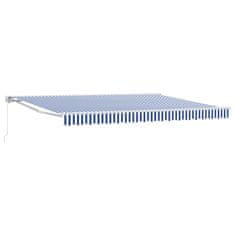 Vidaxl Ročna tenda 5 x 3 m Modra in bela črta 100% poliester