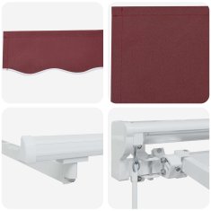 Vidaxl Ročna tenda 5 x 3 m Burgundija 100% poliester