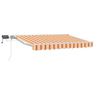 Vidaxl Ročno senčilo s LED-ji Rumena, Oranžna in Bela 3,5 x 2,5 m