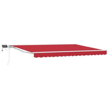 Vidaxl Ročno senčilo s LED-ji Rdeča in bela 4 × 3 m