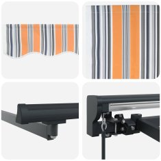 Vidaxl Ročna tenda 4,5 x 3,5 m Oranžne, sive, modre in bele črte