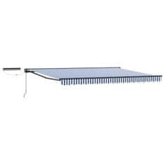 Vidaxl Solarna električna tenda 5 x 3 m Modra in bela črta