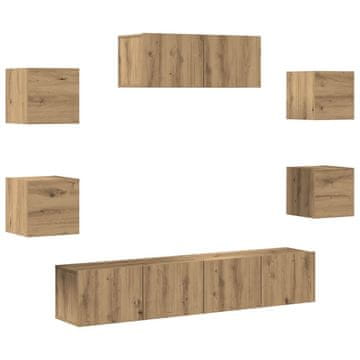Vidaxl TV omara 7-delna stenski artisan hrast