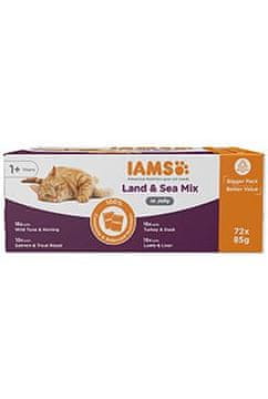IAMS Cat Adult Delights kapsula Land&Sea v želeju 72x85g