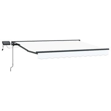 Vidaxl Ročno senčilo s LED-ji Bela in antracit 3,5 x 2,5 m