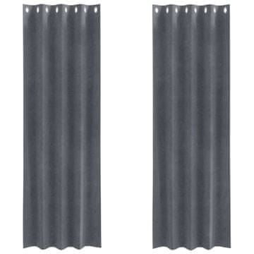Vidaxl Zatemnitvene zavese 2 pcs Svetlo siva 140 x 260 cm Žamet