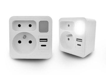 shumee DVOJNI RAZDELJEVALNIK Z ŽARNICO 1x USB + 1x USB C