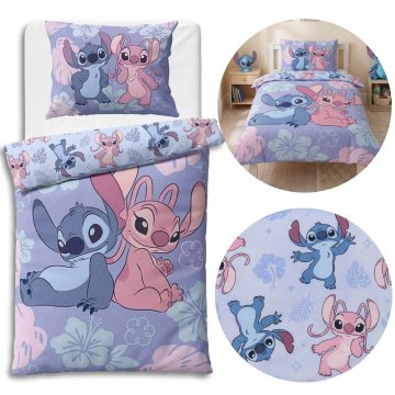 Disney DISNEY Stitch Modra, obojestranska otroška posteljnina z zadrgo, 100% bombaž 140x200cm+70x90cm OEKO-TEX