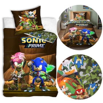 Sonic the Hedgehog Sonic Obratna otroška posteljnina z zadrgo, 100% bombaž 140x200cm+65x65cm OEKO-TEX