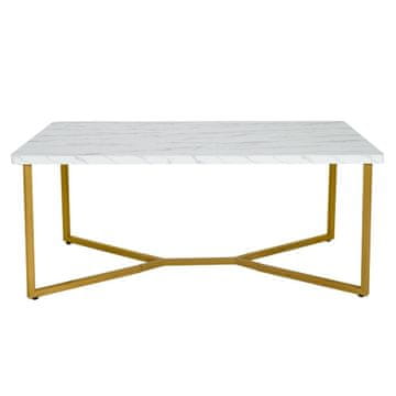 Northix Marmorna klubska mizica MDF 107x60 cm z zlatim kovinskim okvirjem