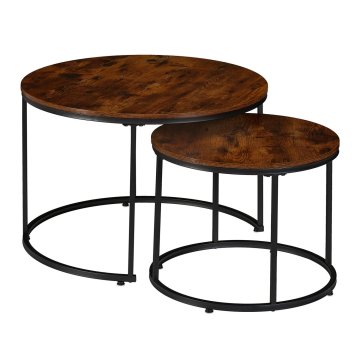 Northix Set 2 industrijskih klubskih mizic lesni učinek kovina