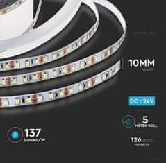 V-TAC LED trak 2835 8W/m 3000K 126leds/m 24V IP20 5m