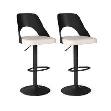 Northix Set 2 nastavljivih barskih stolov 360° umetno usnje črn