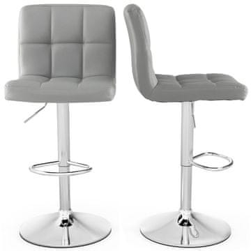 Northix Set 2 nastavljivih barskih stolov 360° sivo umetno usnje