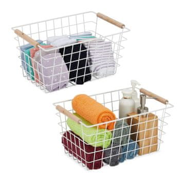 Northix Set 2 žičnih košar z lesenimi ročaji