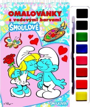 Pobarvanka z barvicami in čopičem Smurfs
