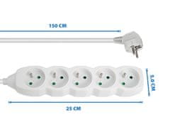 Esperanza  POWER STRIP 5 SOCKETS 1.5M WHITE
