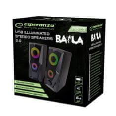 slomart Esperanza BAILA stereo zvočniki 2.0, USB, LED Rainbow