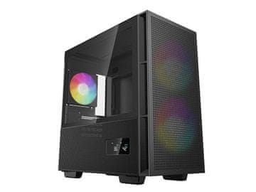 DEEPCOOL Računalniško ohišje CH360 Digital, Micro-ATX, ARGB, LCD, kaljeno steklo, črno