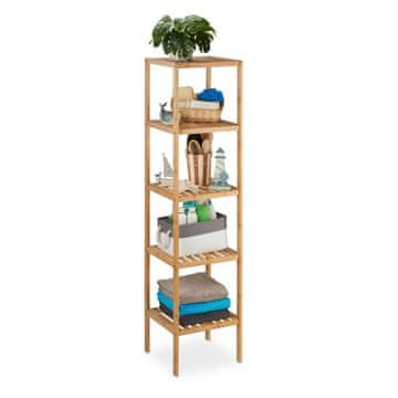 Northix Bambusov kopalniški regal 5 polic 140x35x30 cm naravni
