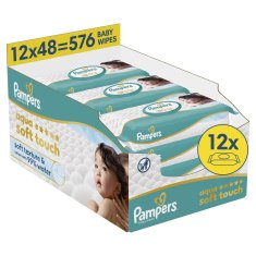 Pampers Aqua Soft Touch mokri robčki, 12 x 48 kosov