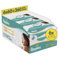 Pampers Aqua Soft Touch mokri robčki, 6 x 60 kosov
