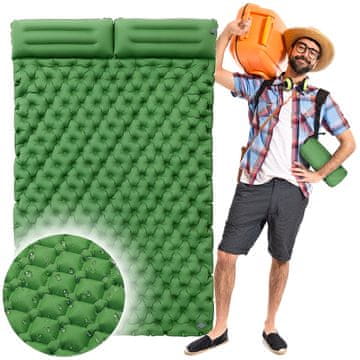 shumee Zložljiva dvojna napihljiva vzmetnica, turistična spalna podloga z vzglavnikom