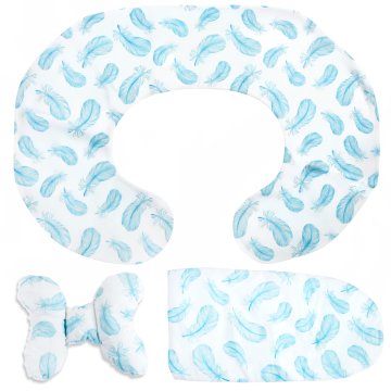 shumee Komplet vzglavnikov z modro prevleko iz perja in metuljčkom za otroke