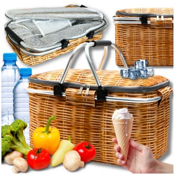 shumee Termo pletena torba za piknik, zložljiva piknik košara, nakupovalna košara