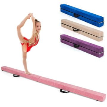 Northix Zložljiva gimnastična gred 210 cm videz semiša roza