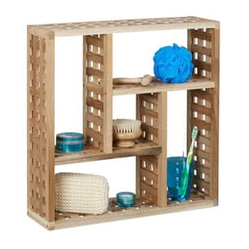 Northix Stenska polica iz naravnega orehovega lesa s 5 predelki za kopalnico, hodnik in kuhinjo