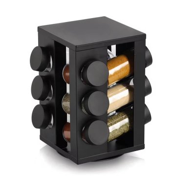 Zeller Začimbnik 12-delni na vrtljivem stojalu 14x14xh22,5cm / črno / kovina, steklo, PP
