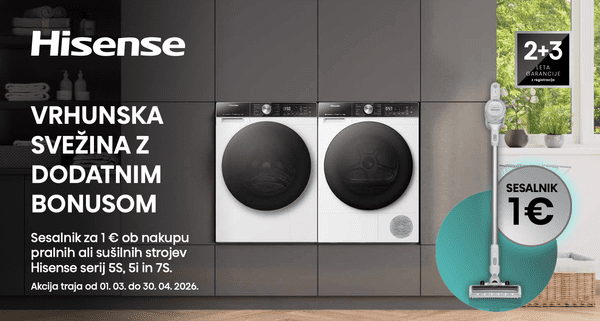 Sesalnik za 1 EUR ob nakupu in registraciji pralnih ali sušilnih strojev serij 5S, 5i in 7S